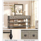 52-Inch Industrial Console Table with 3 Drawers and Open Shelf