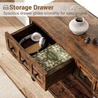 52-Inch Industrial Console Table with 3 Drawers and Open Shelf