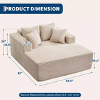 Oversized Corduroy Chaise Lounge Chair with Pillows, No Assembly Required