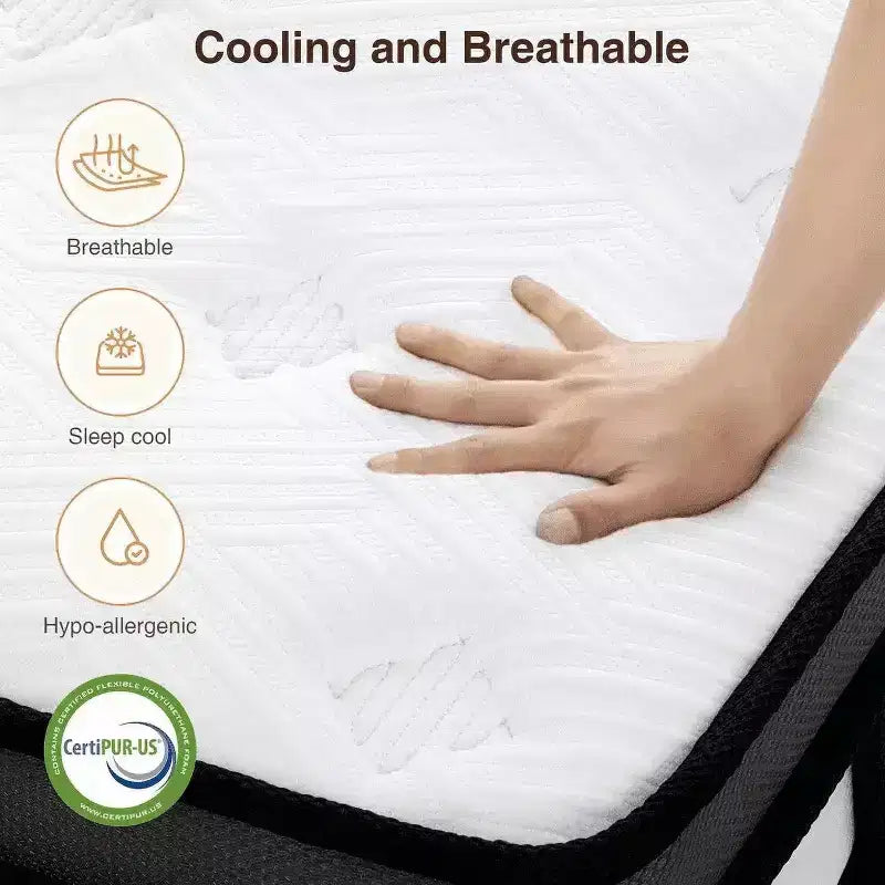 14 Inch Queen Mattress in a Box, Cooling Gel Memory Foam with Pocket Springs, Medium Firm