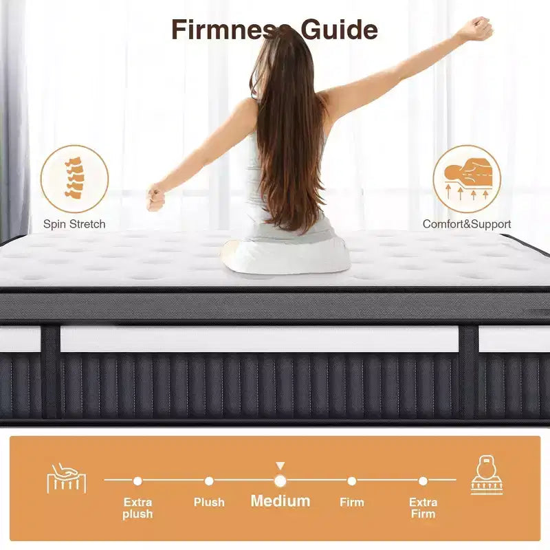 14 Inch Queen Mattress in a Box, Cooling Gel Memory Foam with Pocket Springs, Medium Firm