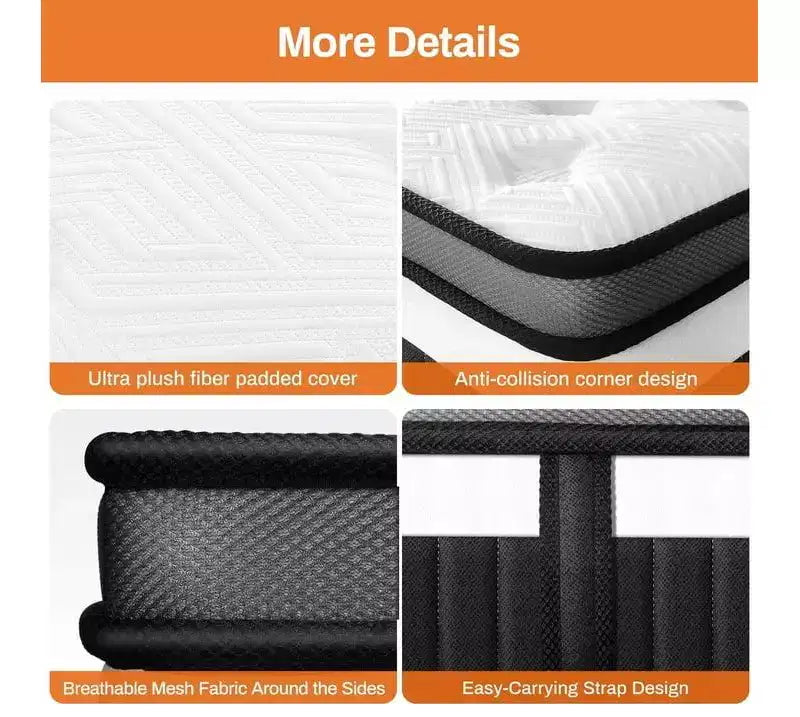 14 Inch Queen Mattress in a Box, Cooling Gel Memory Foam with Pocket Springs, Medium Firm
