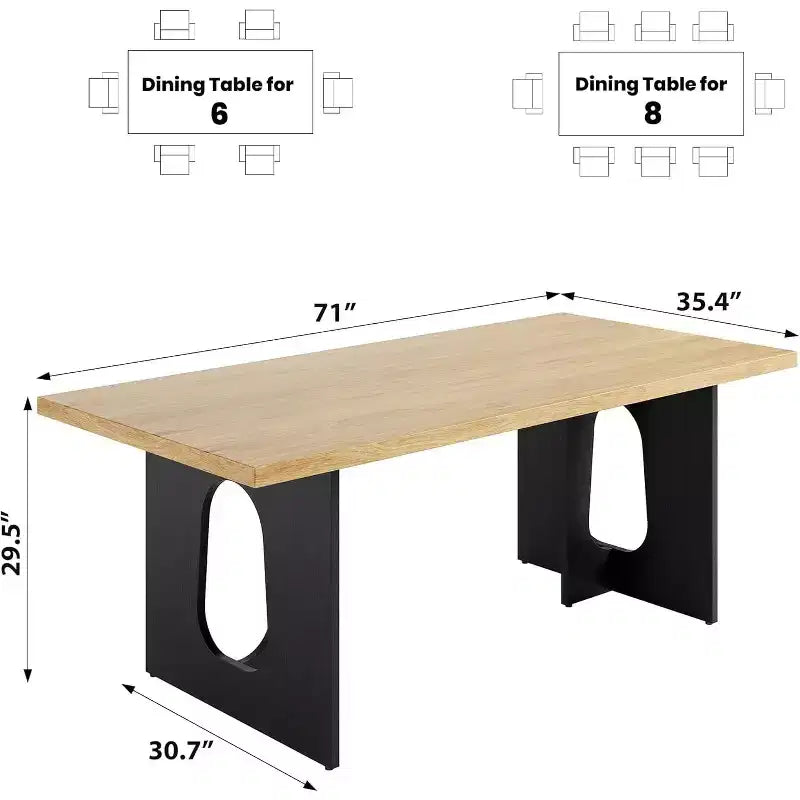71-Inch Dining Table for 6 to 8 People with Pedestal Legs
