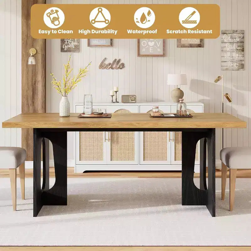 71-Inch Dining Table for 6 to 8 People with Pedestal Legs