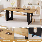 71-Inch Dining Table for 6 to 8 People with Pedestal Legs