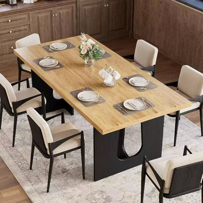 71-Inch Dining Table for 6 to 8 People with Pedestal Legs