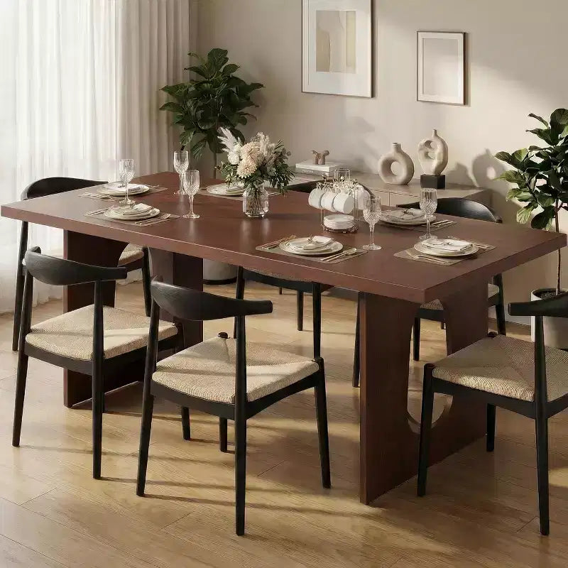 71-Inch Dining Table for 6 to 8 People with Pedestal Legs
