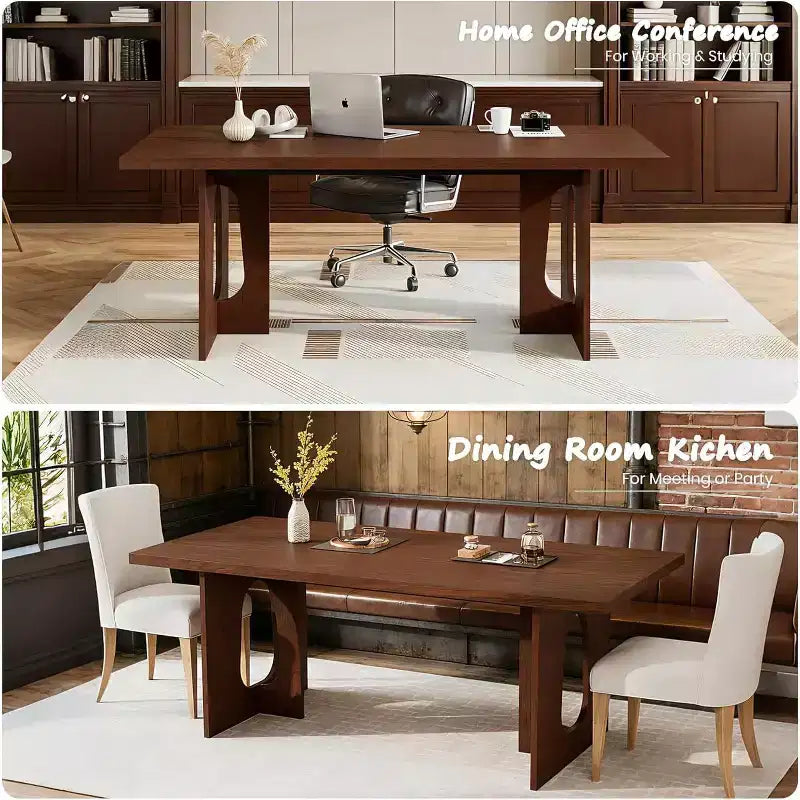 71-Inch Dining Table for 6 to 8 People with Pedestal Legs