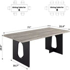 71-Inch Dining Table for 6 to 8 People with Pedestal Legs