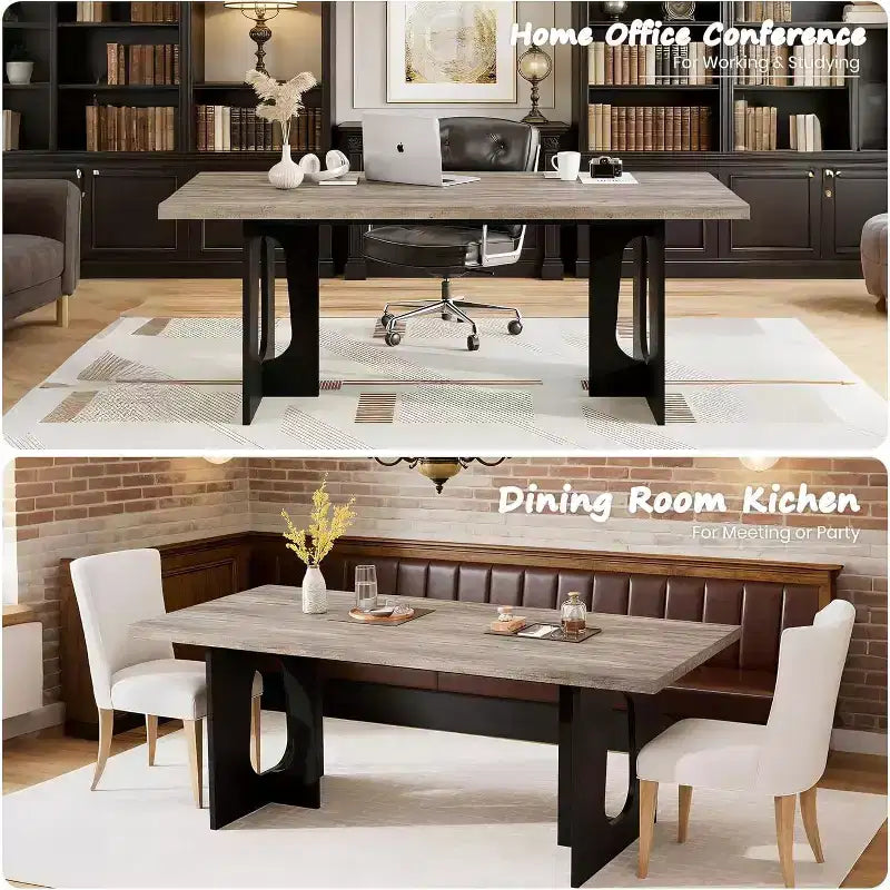 71-Inch Dining Table for 6 to 8 People with Pedestal Legs