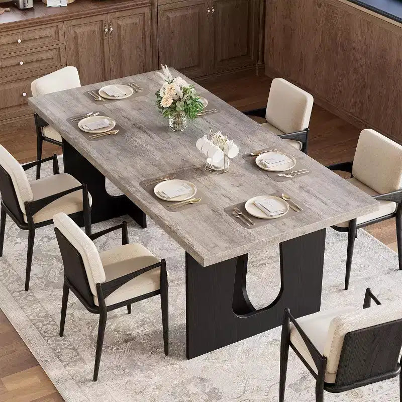 71-Inch Dining Table for 6 to 8 People with Pedestal Legs