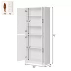 70" Freestanding Kitchen Pantry Cabinet with 4 Doors and Adjustable Shelves