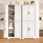 70" Freestanding Kitchen Pantry Cabinet with 4 Doors and Adjustable Shelves