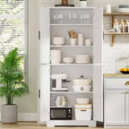 70" Freestanding Kitchen Pantry Cabinet with 4 Doors and Adjustable Shelves