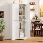 70" Freestanding Kitchen Pantry Cabinet with 4 Doors and Adjustable Shelves