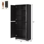 70" Freestanding Kitchen Pantry Cabinet with 4 Doors and Adjustable Shelves