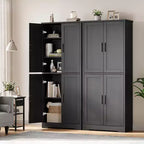 70" Freestanding Kitchen Pantry Cabinet with 4 Doors and Adjustable Shelves