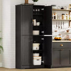 70" Freestanding Kitchen Pantry Cabinet with 4 Doors and Adjustable Shelves