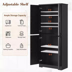 70" Freestanding Kitchen Pantry Cabinet with 4 Doors and Adjustable Shelves