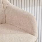 Linen Upholstery Bar Stools Set of 2 with Back, Armrest & Wood Legs