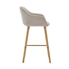 Linen Upholstery Bar Stools Set of 2 with Back, Armrest & Wood Legs