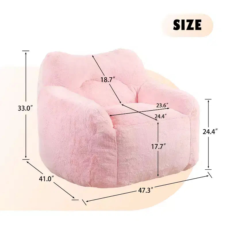 Bean Bag Chair with Memory Foam, Faux Fur Lounge Chair with Armrest for Adults