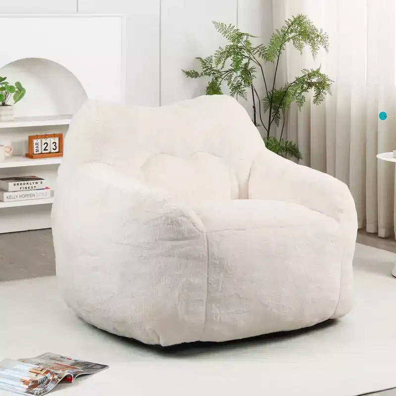 Bean Bag Chair with Memory Foam, Faux Fur Lounge Chair with Armrest for Adults