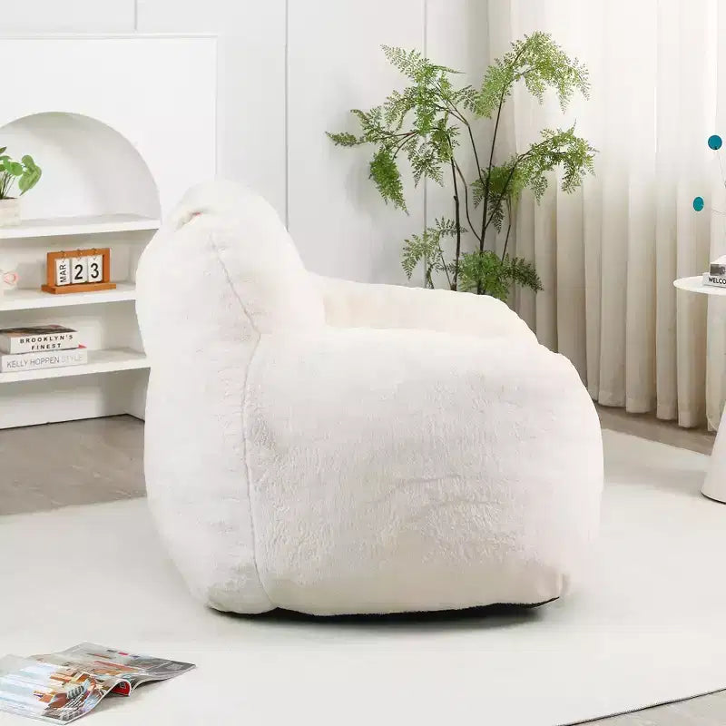 Bean Bag Chair with Memory Foam, Faux Fur Lounge Chair with Armrest for Adults