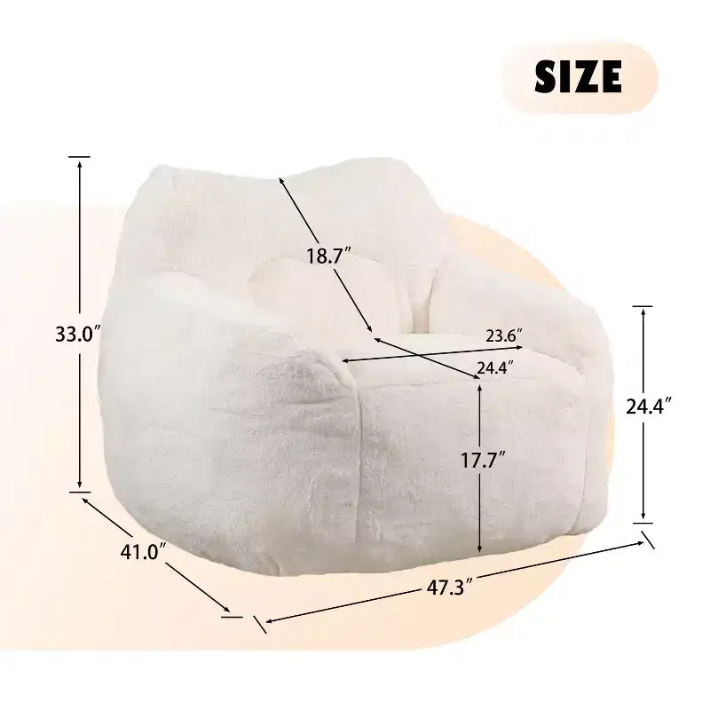 Bean Bag Chair with Memory Foam, Faux Fur Lounge Chair with Armrest for Adults