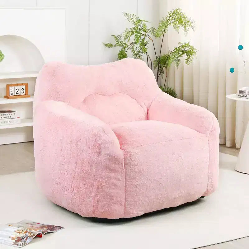 Bean Bag Chair with Memory Foam, Faux Fur Lounge Chair with Armrest for Adults
