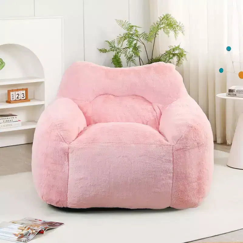 Bean Bag Chair with Memory Foam, Faux Fur Lounge Chair with Armrest for Adults