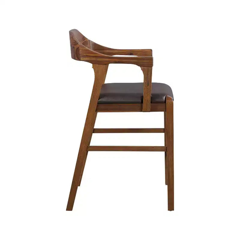 Counter Height Barstool with Faux Leather Seat and Wood Frame
