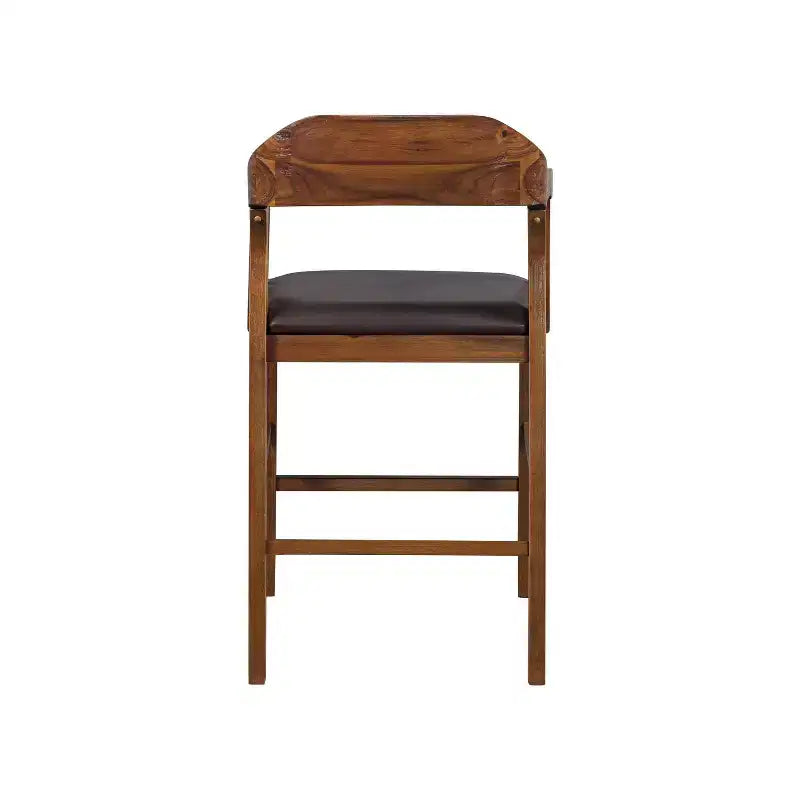 Counter Height Barstool with Faux Leather Seat and Wood Frame