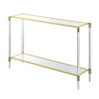 Breighton Home Royal Crest 2 Tier Acrylic Glass Console Table Gold/Glass: Chic Entryway Furniture, 12" Depth