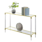2-Tier Acrylic Glass Console Table with Gold Chrome Frame