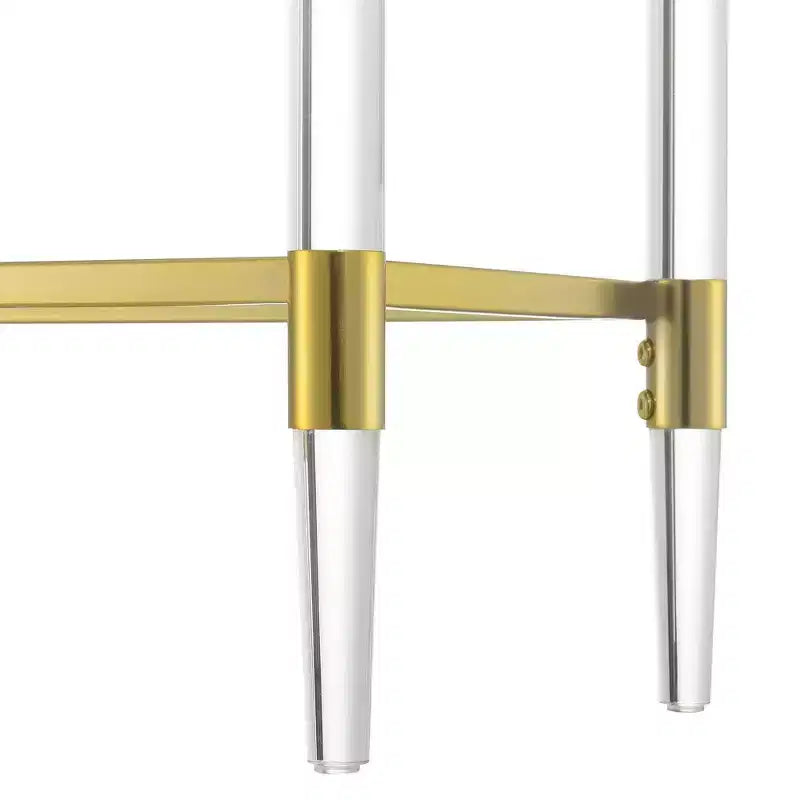 2-Tier Acrylic Glass Console Table with Gold Chrome Frame