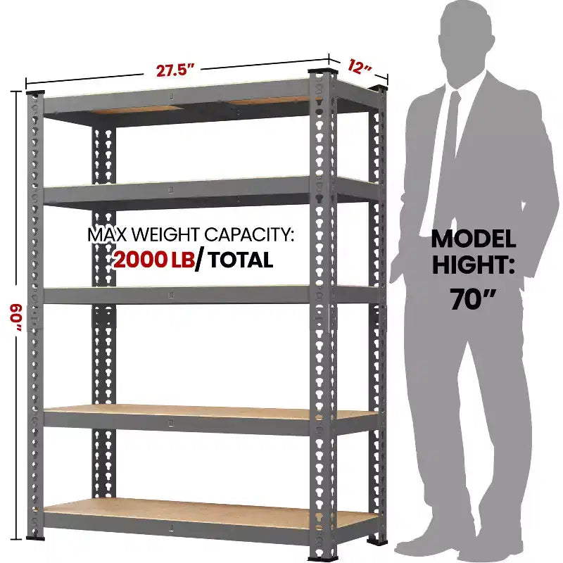 5-Tier Boltless Metal Storage Shelf