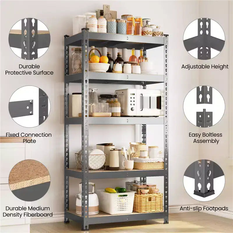 5-Tier Boltless Metal Storage Shelf