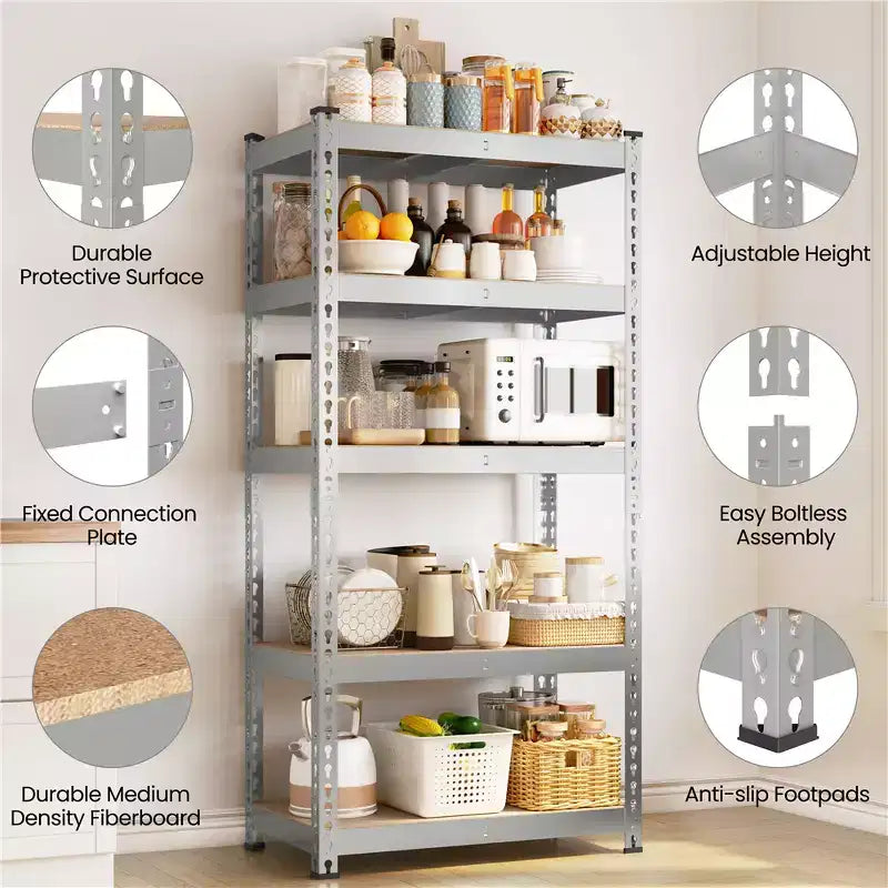5-Tier Boltless Metal Storage Shelf