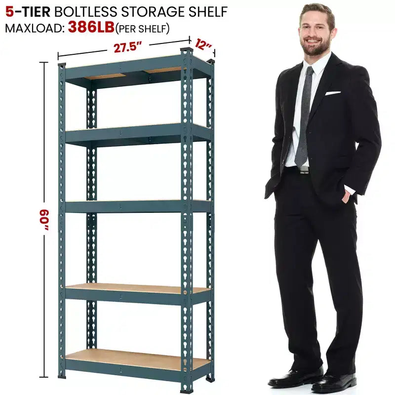 5-Tier Boltless Metal Storage Shelf