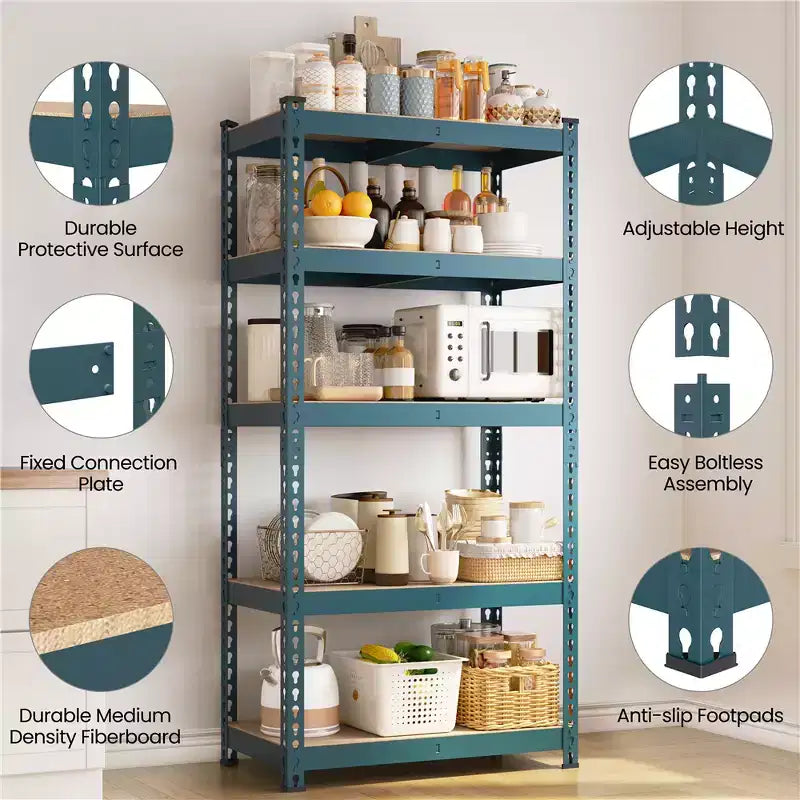 5-Tier Boltless Metal Storage Shelf