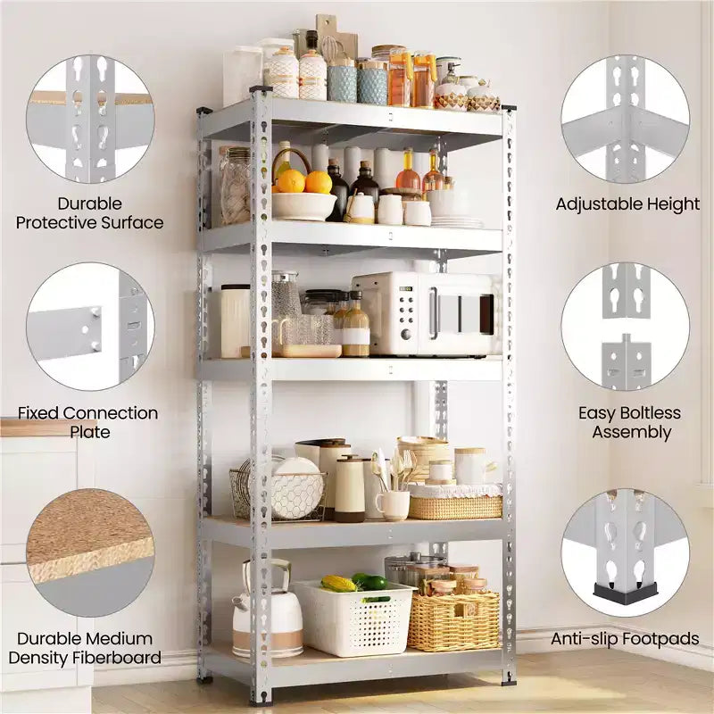 5-Tier Boltless Metal Storage Shelf