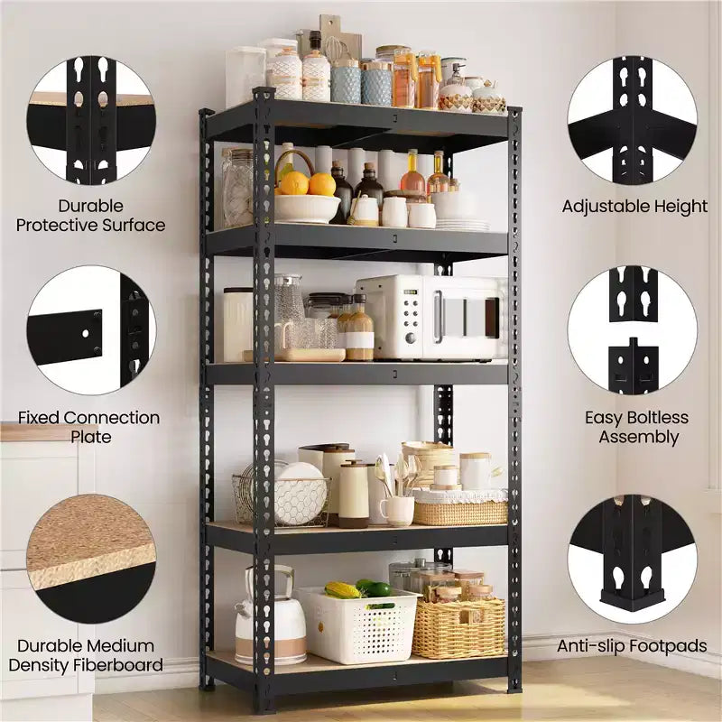 5-Tier Boltless Metal Storage Shelf